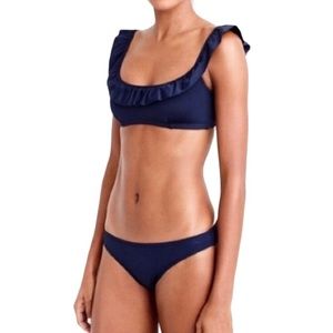J. Crew Navy Ruffle Bikini Set